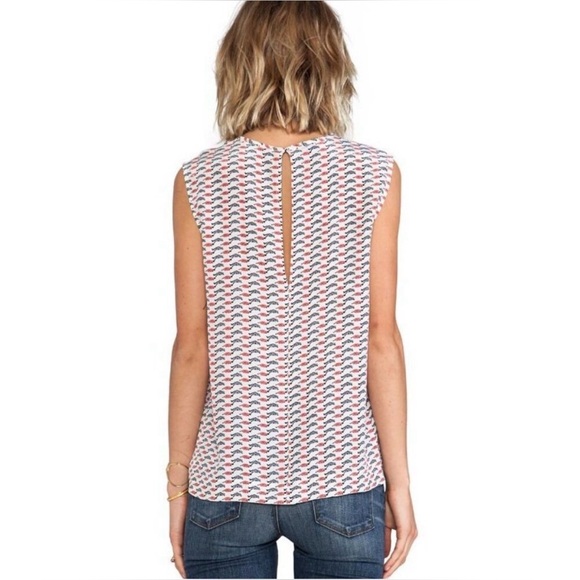 Equipment 100% Silk Sleeveless Blouse with Ladybug and Turtle Print L - Picture 2 of 10